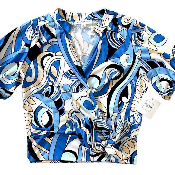 PerSeption Concept Blue Print Front Crossover Top SMALL NWT - Picture 5 of 16
